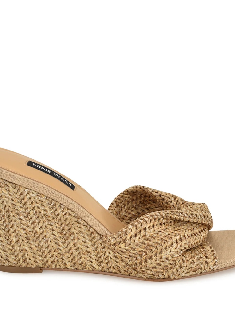 Nine West Tan Braided Raffia Wedge Slide Sandals